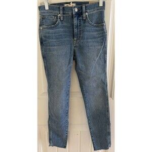 NWT Madewell Womens Jeans 24P Blue  High Rise Skinny Raw Hem